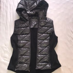 BCBG Generation Metallic Hooded Puffer Vest